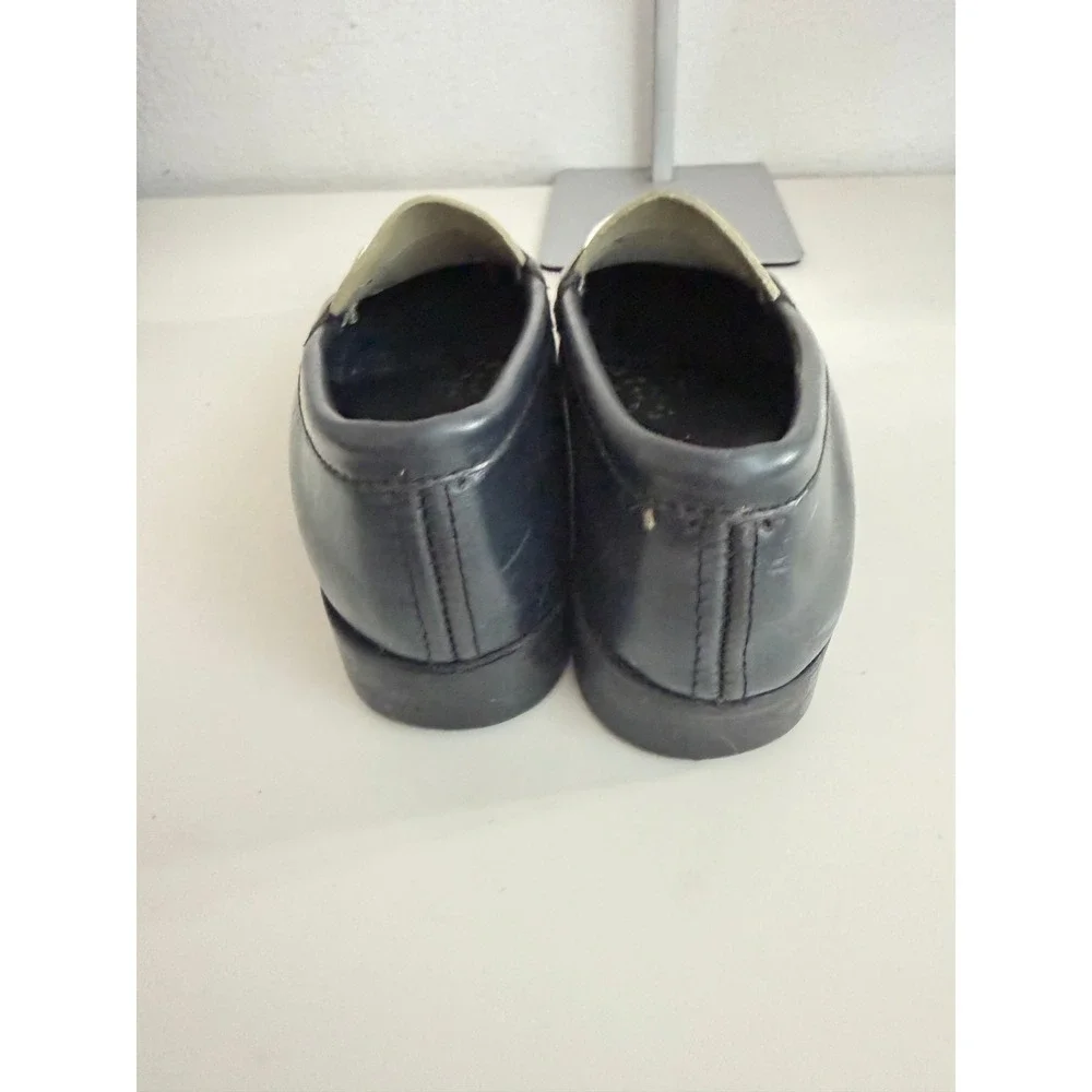 Bass Womens Two‎ Tone Penny Loafers Black White Leather Slip On Shoes 6.5 M